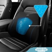 Skechers Lumbar Support Pillow, Gel Infused Memory Foam Back Support Cushion for Car Seat, Cooling Breathable Lumbar Cushion, Non-Slip Driving Back Support for 