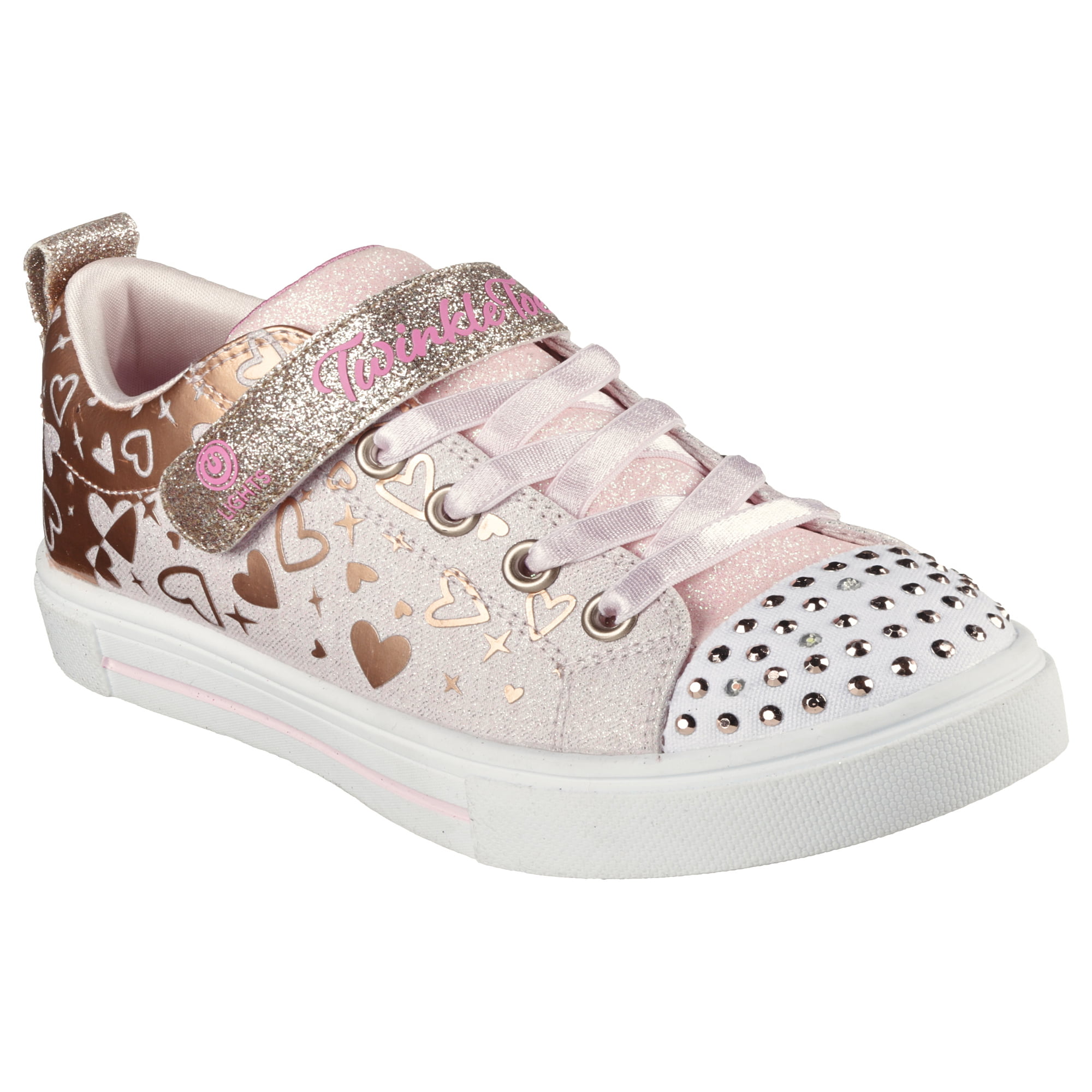 Girls Youth Twinkle Toes Light Up Sneakers - Heather Charm, Sizes 10.5-3 - Walmart.com
