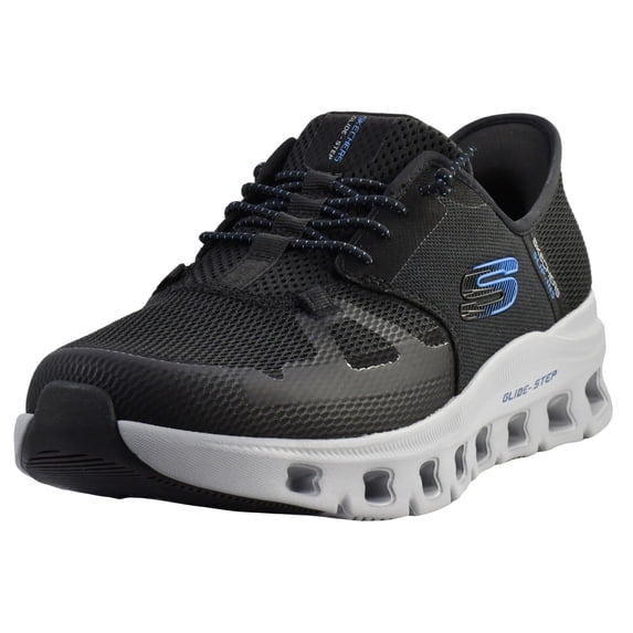 Skechers Glide Step Pro Slip on Sneakers for Men, Hands Free Casual Shoes, Geometric Midsole Design, Knit Upper with Stretch Laces