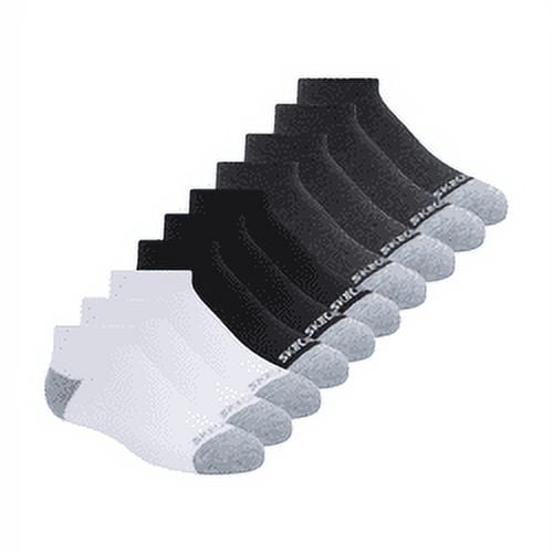Skechers Kids Boys' 10 Pack 1/2 Terry No Show Socks, Grey/Black, 7-8.5