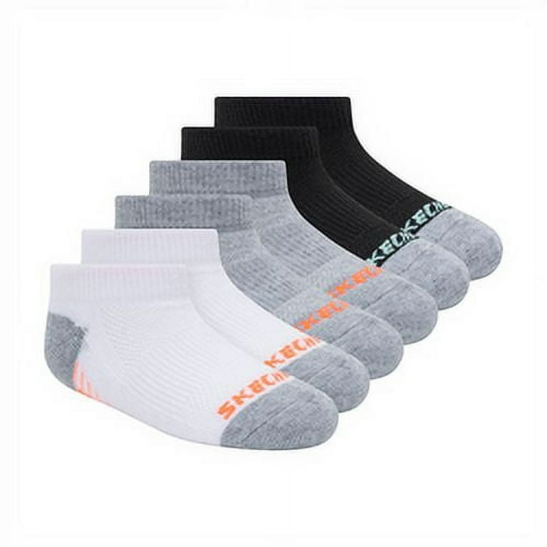 Skechers White/Grey, 6 Kids Low Socks, Terry 5-6.5 Pack Girls\' 1/2 Cut