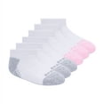 thumbnail image 1 of Skechers Kids Girls' 6 Pack 1/2 Terry Low Cut Socks, White/Light Pink, 5-6.5, 1 of 4