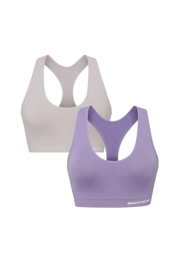 2 Pack Women's Racerback Sports Bra - Seamless, Ashes of Roses/Daybreak, Flexible Movement, Sujetador Deportivo