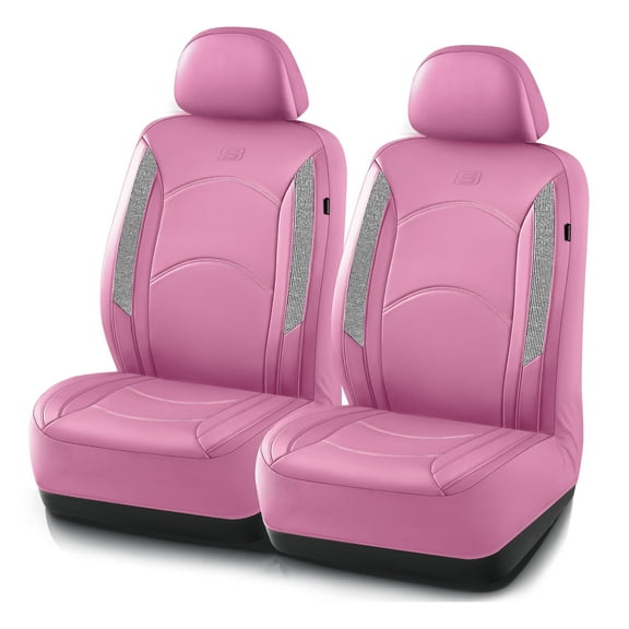 Skechers Leather Front Car Seat Cover – Stylish Diamond Design, Universal Fit - Pink