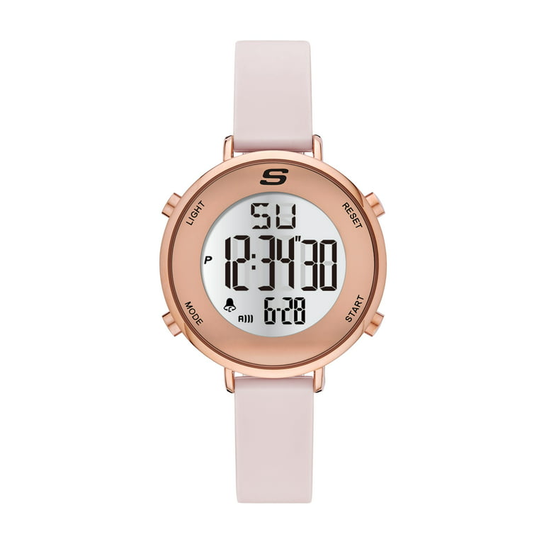 Skechers Magnolia 40MM Digital Chronograph Watch with Silicone Strap and  Metal Case, Blush and Rose Gold Tone