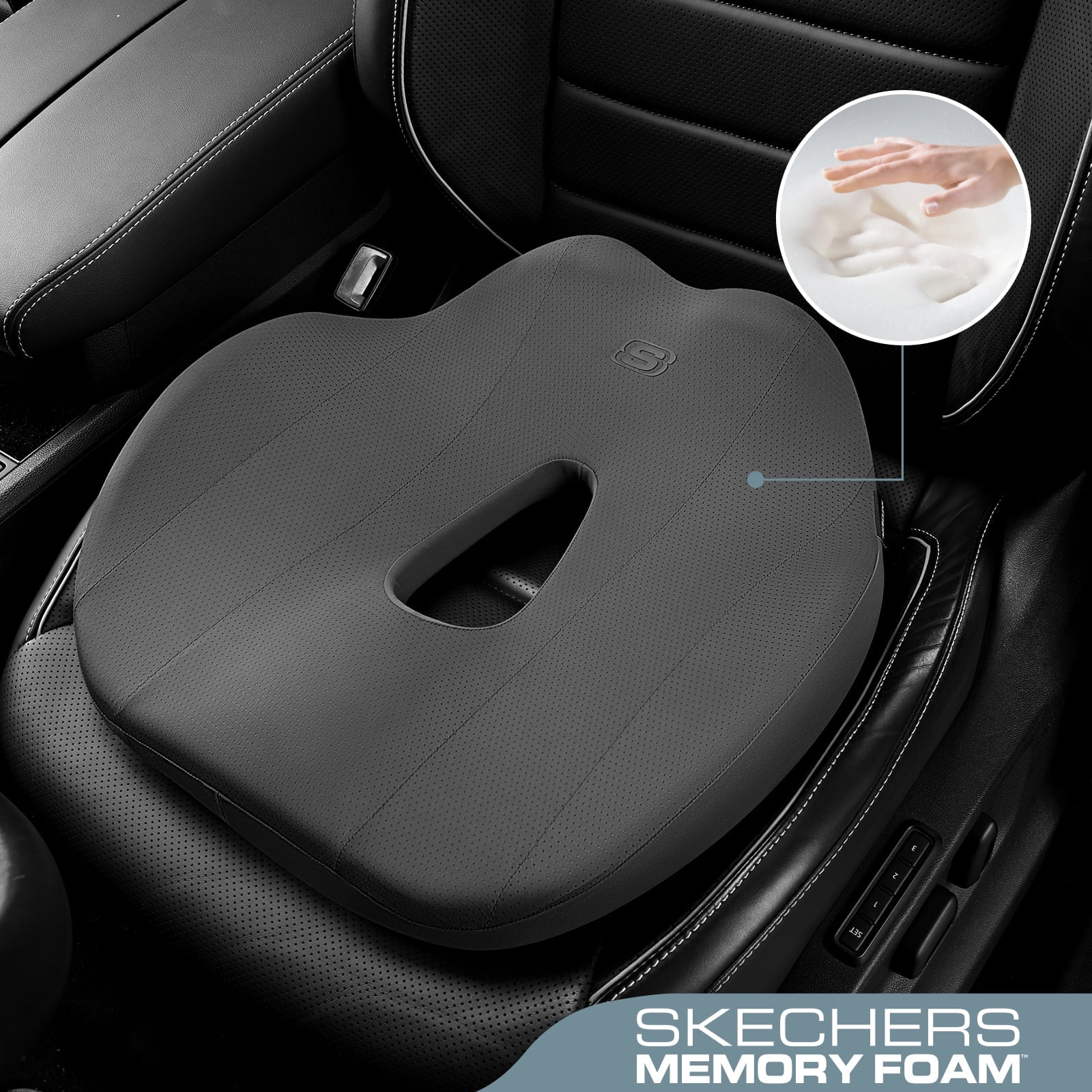 Skechers Seat Cushion, Memory Foam Car Seat Cushion, Ergonomic Support Cushion for Car Seat, Pressure Relief