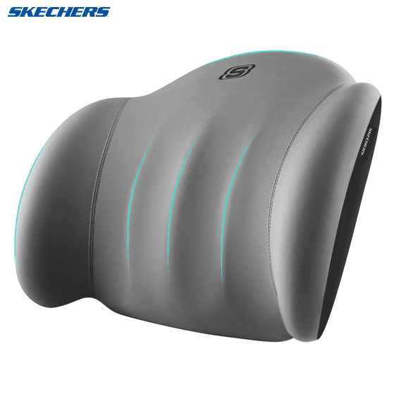 Skechers Lumbar Support Pillow, Memory Foam Back Support Cushion for Car Seat, Driving Lumbar Cushion, Auto Seat Back Support Pillow, Ergonomic Car Seat Cushion, Universal Fit Cars SUVs Trucks, Gray