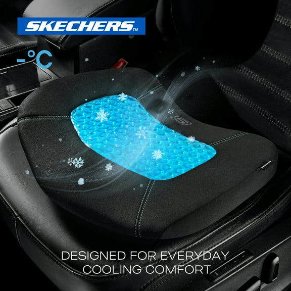 Skechers Memory Foam Seat Cushion Cooling Gel Cushion Pillow Tailbone Pain Relief Cushion – Chair Cushion, Car Seat Cushion, Office Chair Cushion