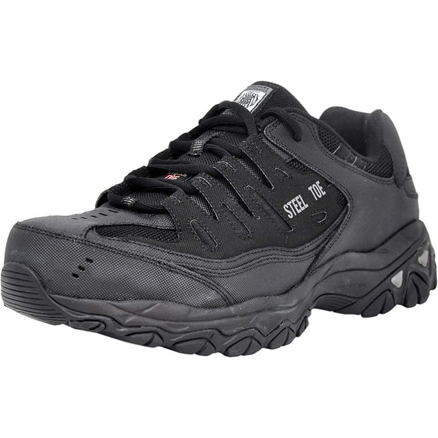 Skechers Men Cankton Athletic Steel Toe Work Sneaker, Black/Black, 8 M