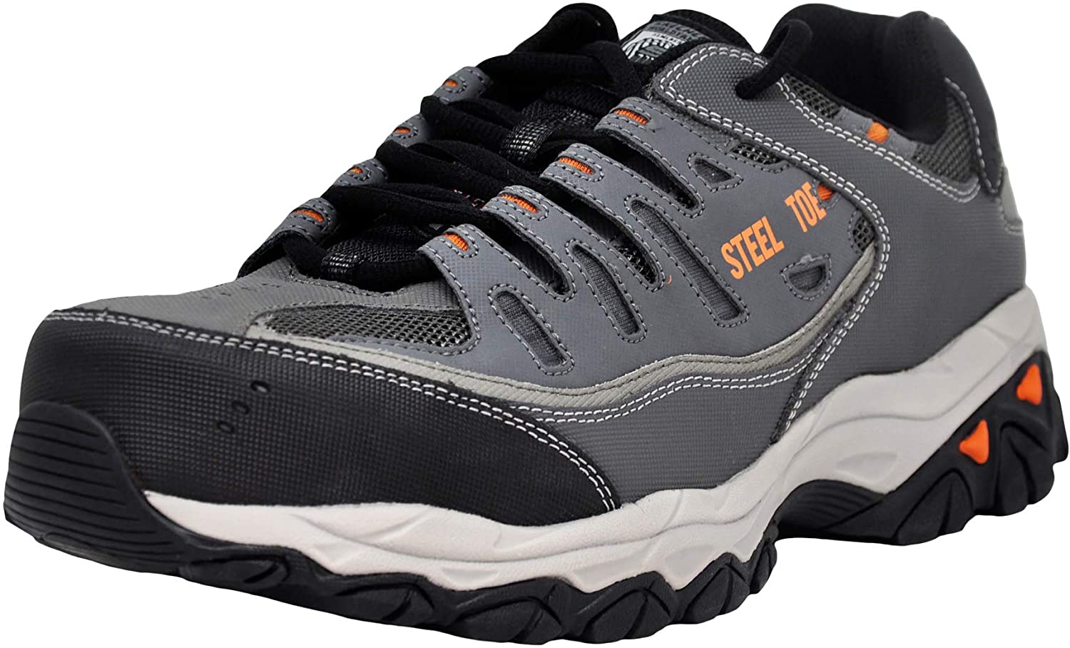 Skechers Men Cankton Athletic Steel Toe Work Sneaker, Charcoal/Orange, 12 M US - image 1 of 7