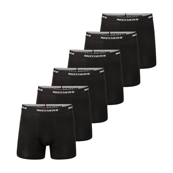 Skechers 6-Pack Men’s Boxer Briefs – Stretch Fit Underwear, Black, XL, Ropa Interior