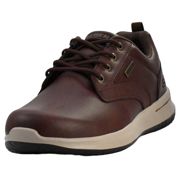 Skechers Delson-Antigo Oxford Shoes for Men, Waterproof Leather Footwear, Memory Foam Casual Shoes for Daily Wear and Work Use