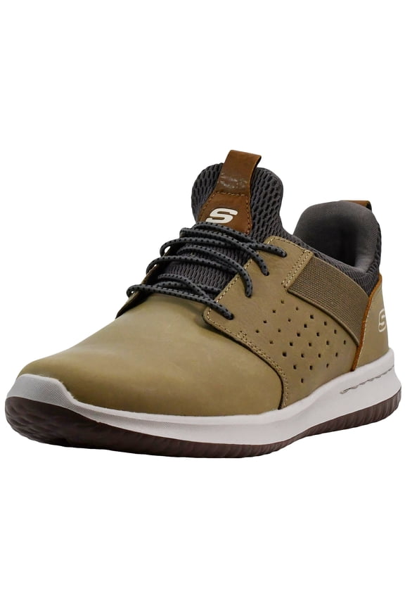 Delson Axton Sneakers for Men Slip on Leather Mesh Casual Shoes Cushioned Insole Shock Absorbing Midsole Flexible Outsole Breathable
