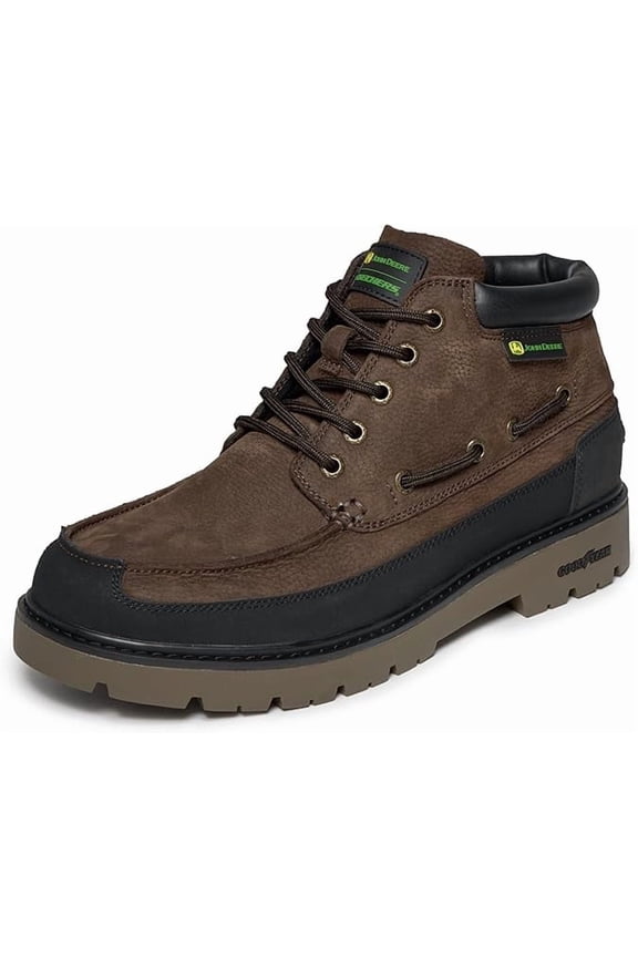 X John Deere Caldwell - Cutler Mens Hiking Boots Relaxed Fit Caldwell-Cutler Leather Moc Toe Work Boots Outdoor Lace Up Durable Traction Rubber Sole
