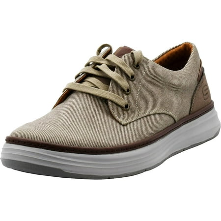 Skechers Men's Moreno Canvas Oxford Shoe, Stone, 10 Wide
