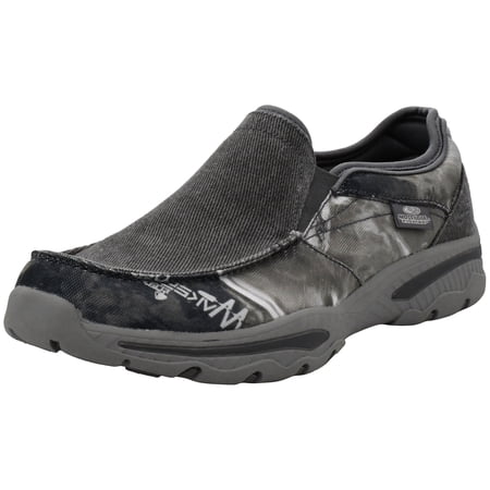 Skechers Loafers for Men Relaxed Fit Canvas Slip-On Casual Shoes Memory Foam Insole Moc Toe Elastic Panels Flexible Outsole