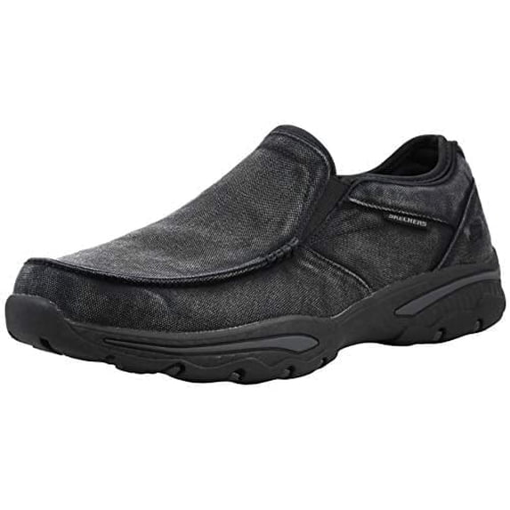 Skechers Loafers for Men Relaxed Fit Canvas Slip-On Casual Shoes Memory Foam Insole Moc Toe Elastic Panels Flexible Outsole