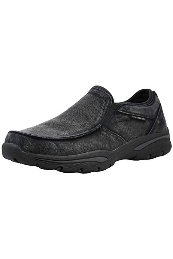 Loafers for Men Relaxed Fit Canvas Slip-On Casual Shoes Memory Foam Insole Moc Toe Elastic Panels Flexible Outsole
