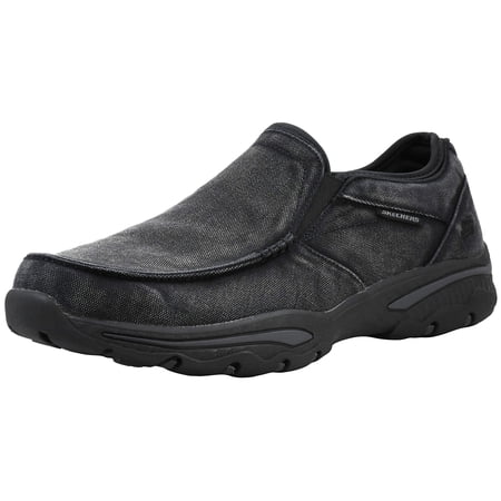 Skechers Loafers for Men Relaxed Fit Canvas Slip-On Casual Shoes Memory Foam Insole Moc Toe Elastic Panels Flexible Outsole