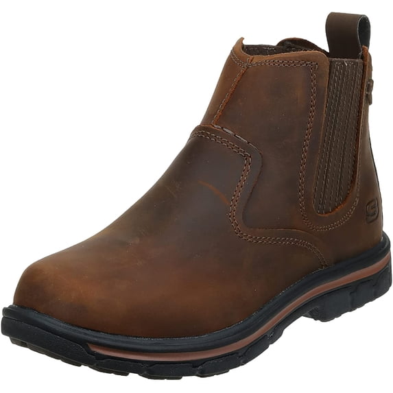 Skechers Mens Ankle Boots, Relaxed Fit Segment-Dorton Boot, Slip-on Leather Shoes