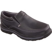 Skechers Loafers for Men Slip on Casual Shoes Dual Elastic Panels Cushioned Insole Lightweight Moc Toe Leather Upper Padded Collar