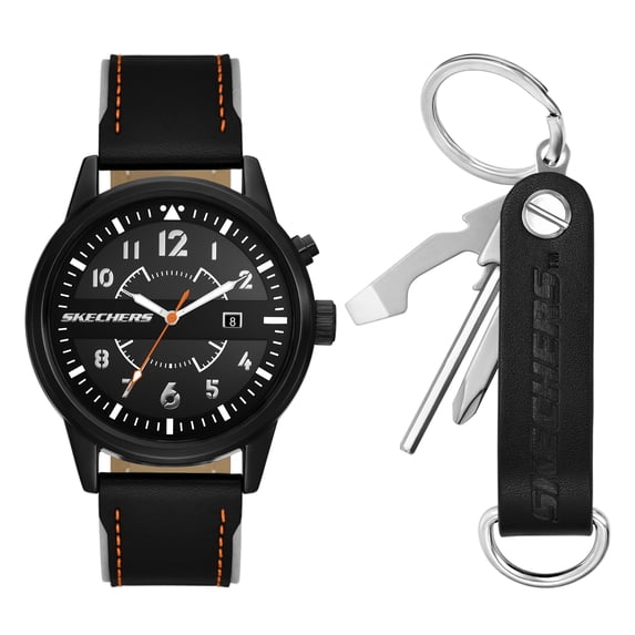 Skechers Men's Sets Three-Hand Date Black Polyurethane Watch