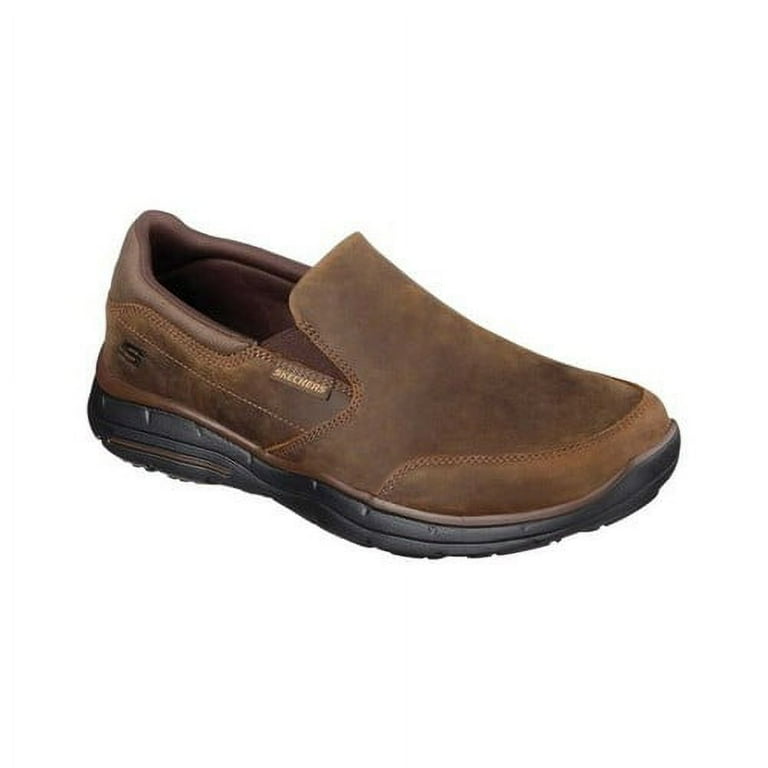 Skechers Men's Slip-on Casual Loafer, Wide Width Shoes Brown, 10