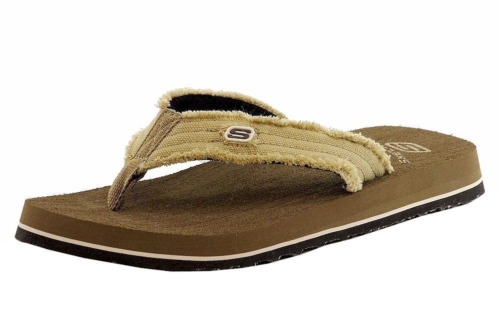 Skechers Men’s Brown Flip Flop Sandals with Yellow Stitching Skechers Men Relaxed Fit 360 Memory Foam Flip Flops Brown  main image 2