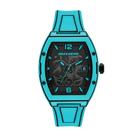 Skechers Men's Tellem Three-Hand Date Blue Plastic Watch