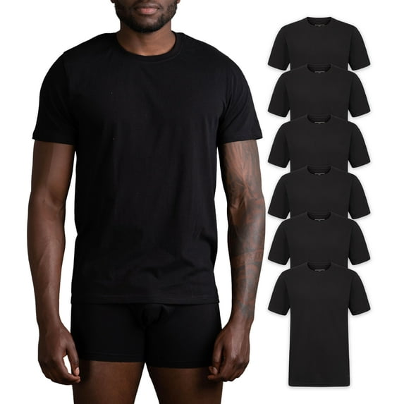 Skechers Men’s Crew Neck Undershirts 6-Pack – Black, Medium, Camisetas Cuello Redondo Hombre