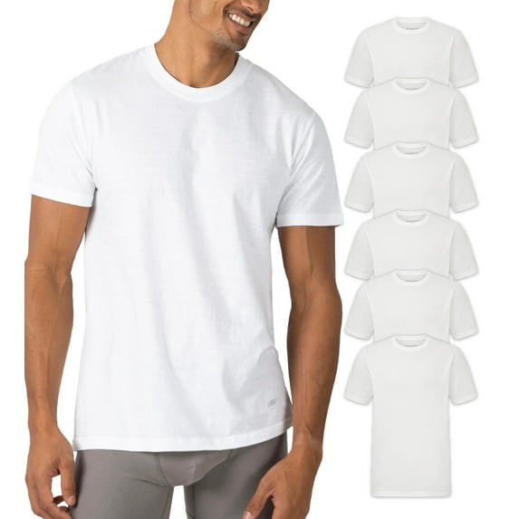 Skechers Men’s Crew Neck Undershirts 6-Pack – White, Small, Camisetas Cuello Redondo Hombre