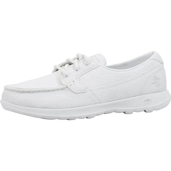 Skechers Performance Women's GO Walk Lite-Eclipse Boat Shoe, White, 8 M US