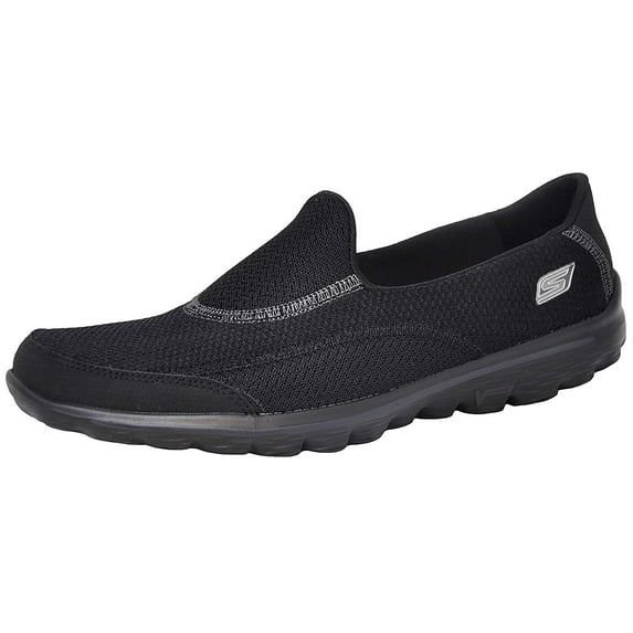 Skechers Performance Women's Go Walk 2 Slip-On Walking Shoe, Black/Silver, 6.5 M US