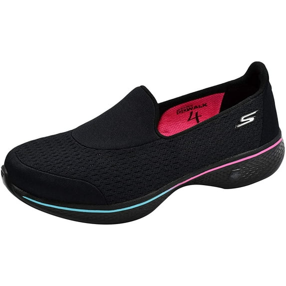 Skechers Performance Women's Go Walk 4 - Pursuit Walking Shoe, Black/Multi, 11 M US