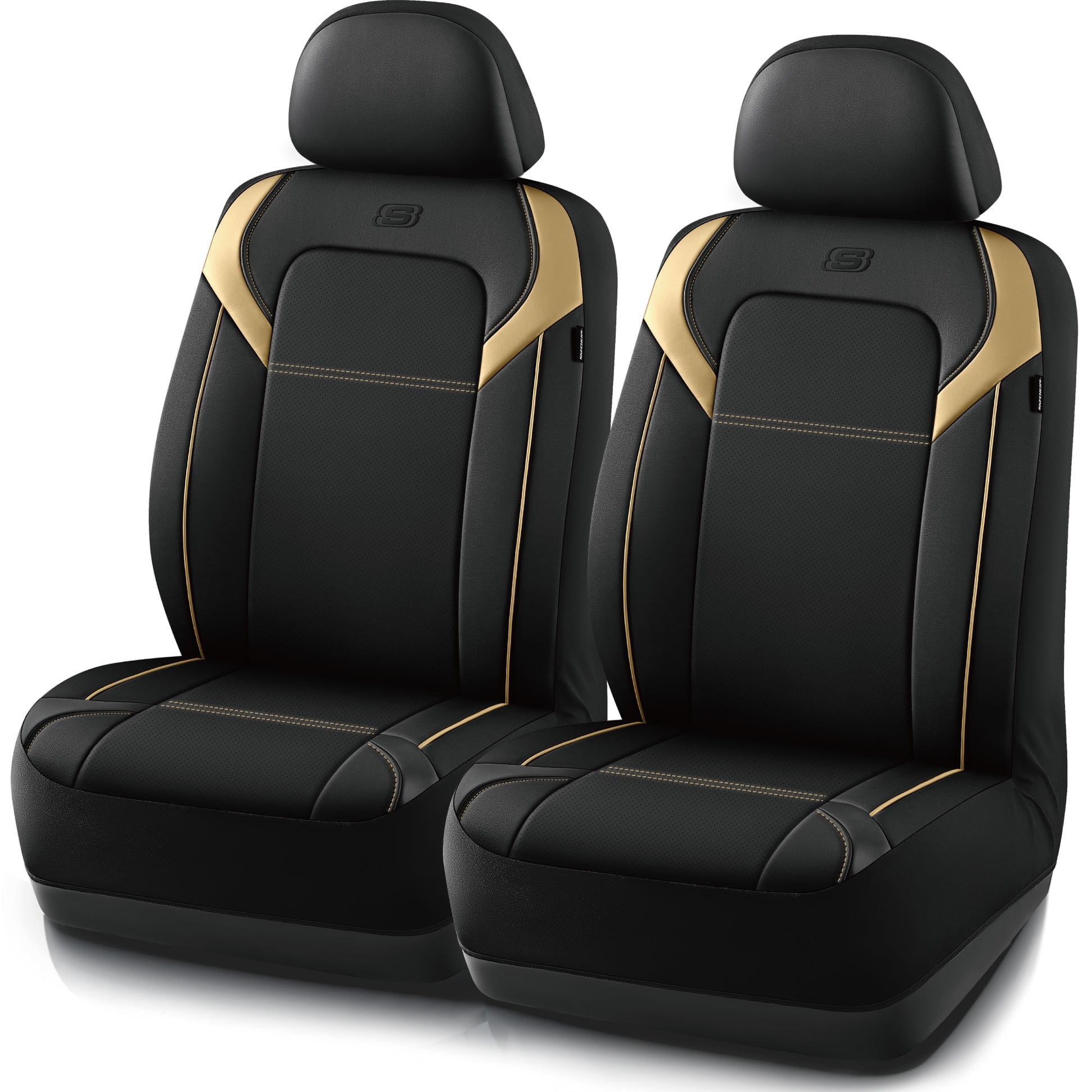 Skechers Premium Leather Car Seat Cover – Front Seat, Durable, Breathable, Universal Fit for Cars, SUVs, and Trucks - Beige