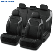 Skechers Premium Leather Car Seat Cover – Full Set, Durable, Breathable, Universal Fit for Cars, SUVs, and Trucks - Gray