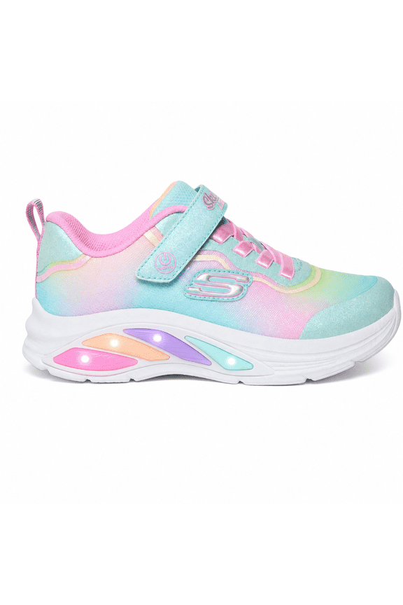 Girls Rainbow Flash-Light Up Velcro Strap Sneakers