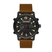 Skechers Redlands Men's 47MM Analog-Digital Watch with Genuine Leather Bracelet and Metal Case, Cognac and Black