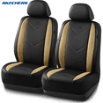 thumbnail image 1 of Skechers Sport Leather Car Seat Cover – Front Seat Premium Comfort, Breathable Design, Universal Fit for Cars, SUVs, and Trucks - Beige, 1 of 9