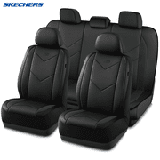 Skechers Sport Leather Car Seat Cover – Full Set Premium Comfort, Breathable Design, Universal Fit for Cars, SUVs, and Trucks - Black
