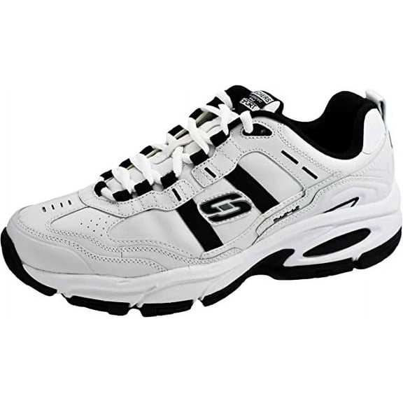 Skechers Sport Men's Vigor 2.0 Serpentine Memory Foam Sneaker, White/Black, 9 M US