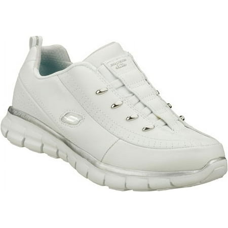 Skechers Sport Women's Elite Class Fashion Sneaker,White/Silver,7.5 M US
