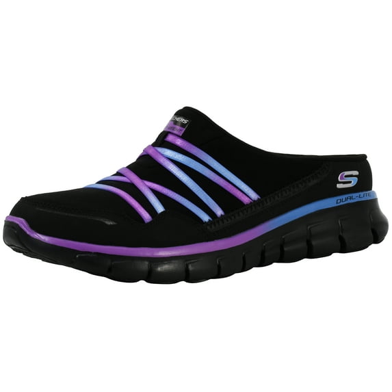 Skechers Women's Air Streamer Slip-On Mule Black/Purple 7.5