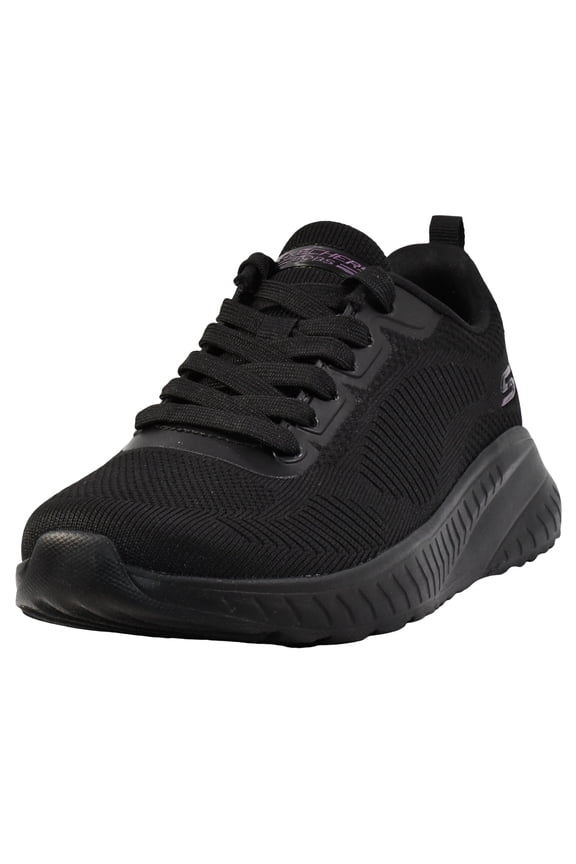Women's Shoes Bobs Squad Chaos Casual Sneakers Knit Upper Memory Foam Insole Lace Up Rubber Outsole Shock Absorbing Midsole