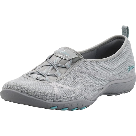 Skechers Women's Breathe Easy-A Look Sneaker, Grey/Aqua 8 W