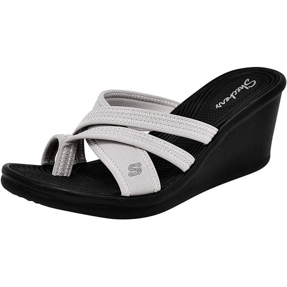 Skechers Women's Cali Rumblers Wedge Sandal, White, 10 M US