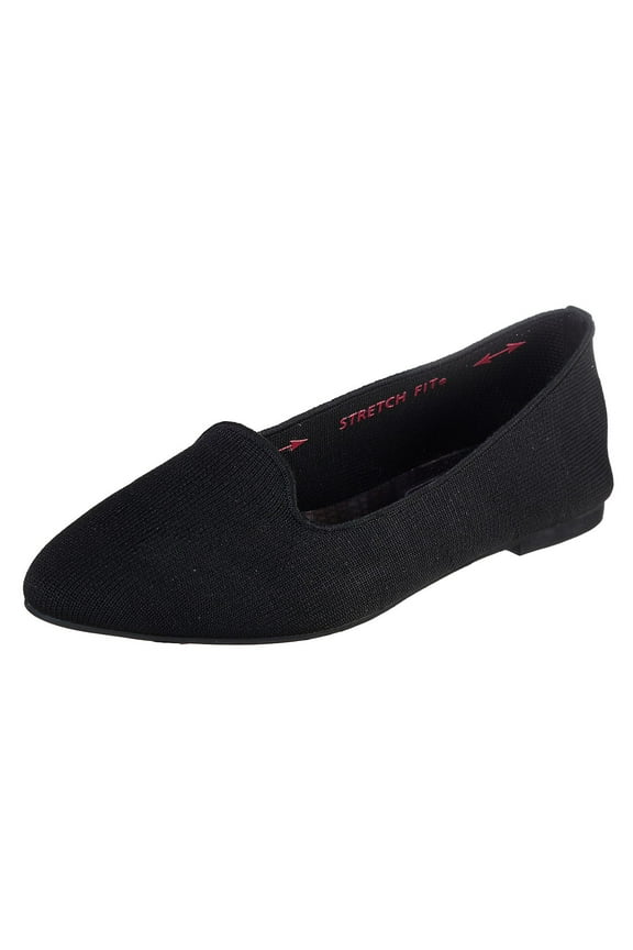 Women's Cleo-Sherlock-Engineered Knit Loafer Skimmer Ballet Flat, Black/Black, 8.5 M US