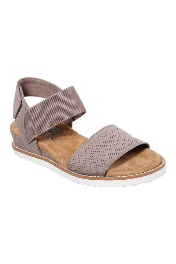 Women's Desert Kiss-Stretch Quarter Strap Sandal Flat, Taupe, 9.5 M US