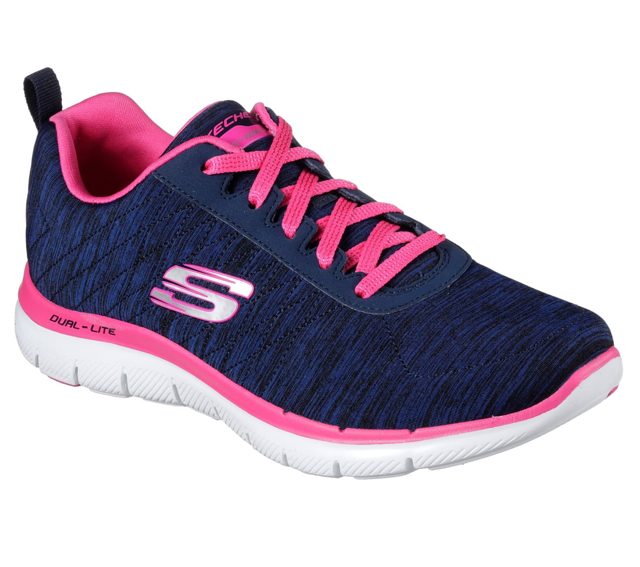 Skechers Women's Flex 2.0 Fashion Sneaker, Navy Pink, 7.5 m -