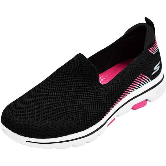 Skechers Women's GO Walk 5-PRIZED Sneaker, Black/Multi, 7.5 M US